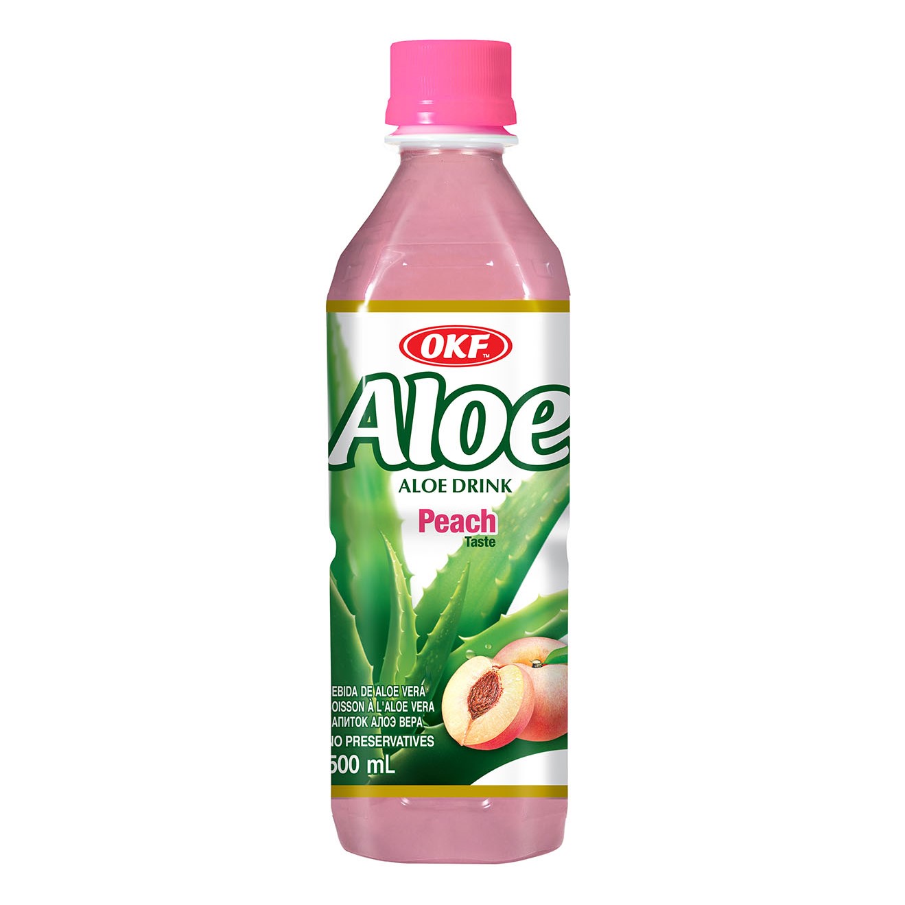 OKF Aloe Vera Juice Peach, 16.9-Ounce