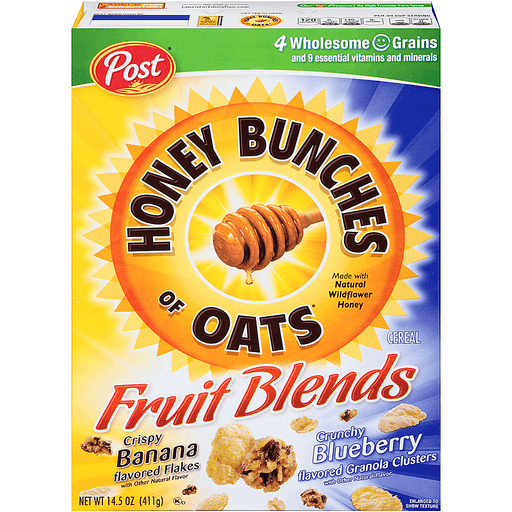 Honey Bunches Post Of Oats Fruit Blends Banana & Blueberry Cereal 14.5 Oz. Box