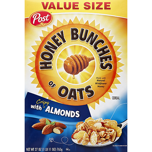 Honey Bunches Cereal, With Crispy Almonds, Value Size 27 Oz
