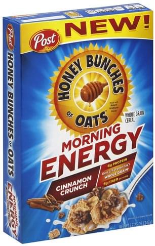 Honey Bunches Morning Energy Cereal, Whole Grain, Cinnamon Crunch