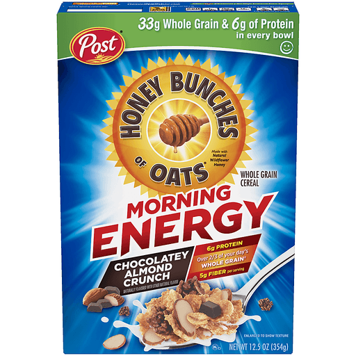 Honey Bunches Morning Energy Cereal, Whole Grain, Chocolatey Almond Crunch