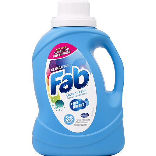 fab Laundry Detergent, Ultra, + Oxi Bright, Ocean Fresh 50 Oz