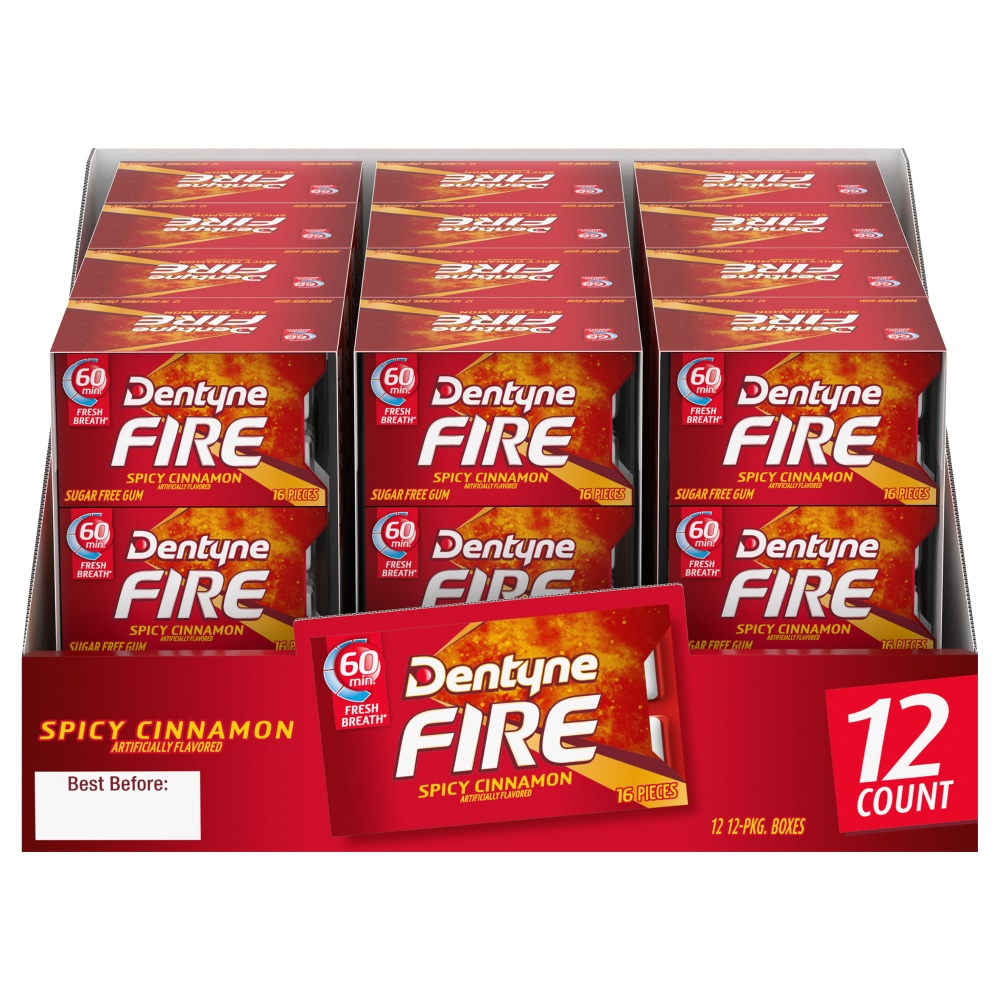 Dentyne Fire Spicy Cinnamon Sugar Free Gum, 16 Piece Pack