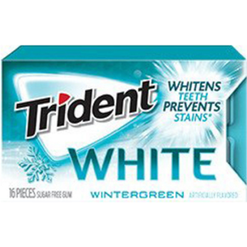 Trident White Wintergreen Sugar Free Gum, 16 Piece Pack