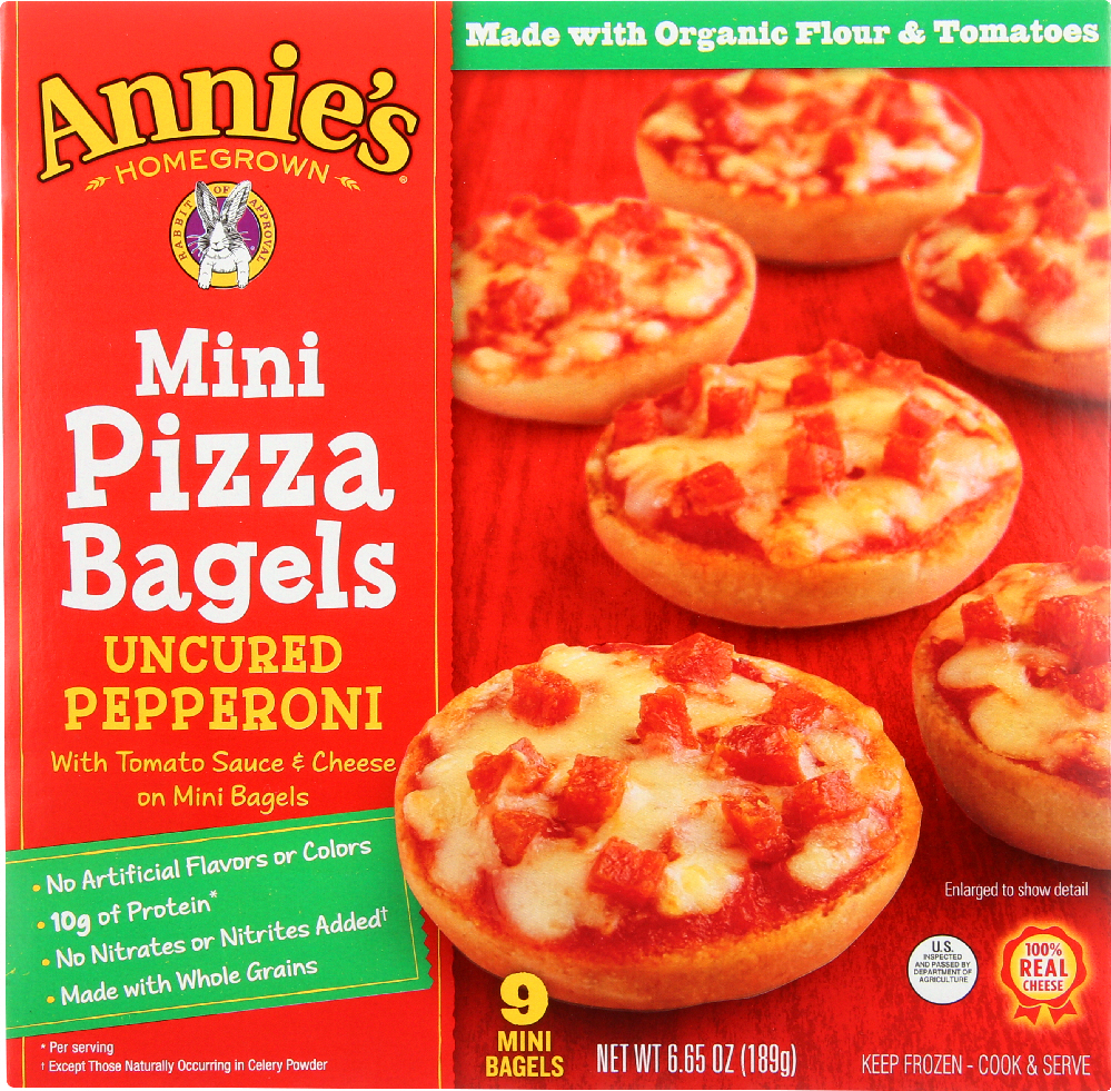 Annie's Uncured Pepperoni Mini Frozen Pizza Bagels, 6.65 Oz