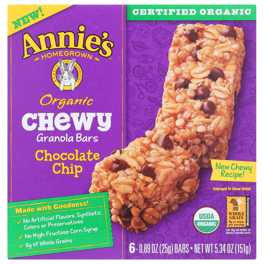 Annie's Homegrown Organic Chewy Chocolate Chip Granola Bars 5.34 Oz