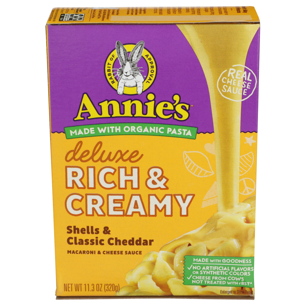 Annie's Rich & Creamy Deluxe Shells & Classic Cheddar Macaroni & Cheese Sauce 11.3 Oz