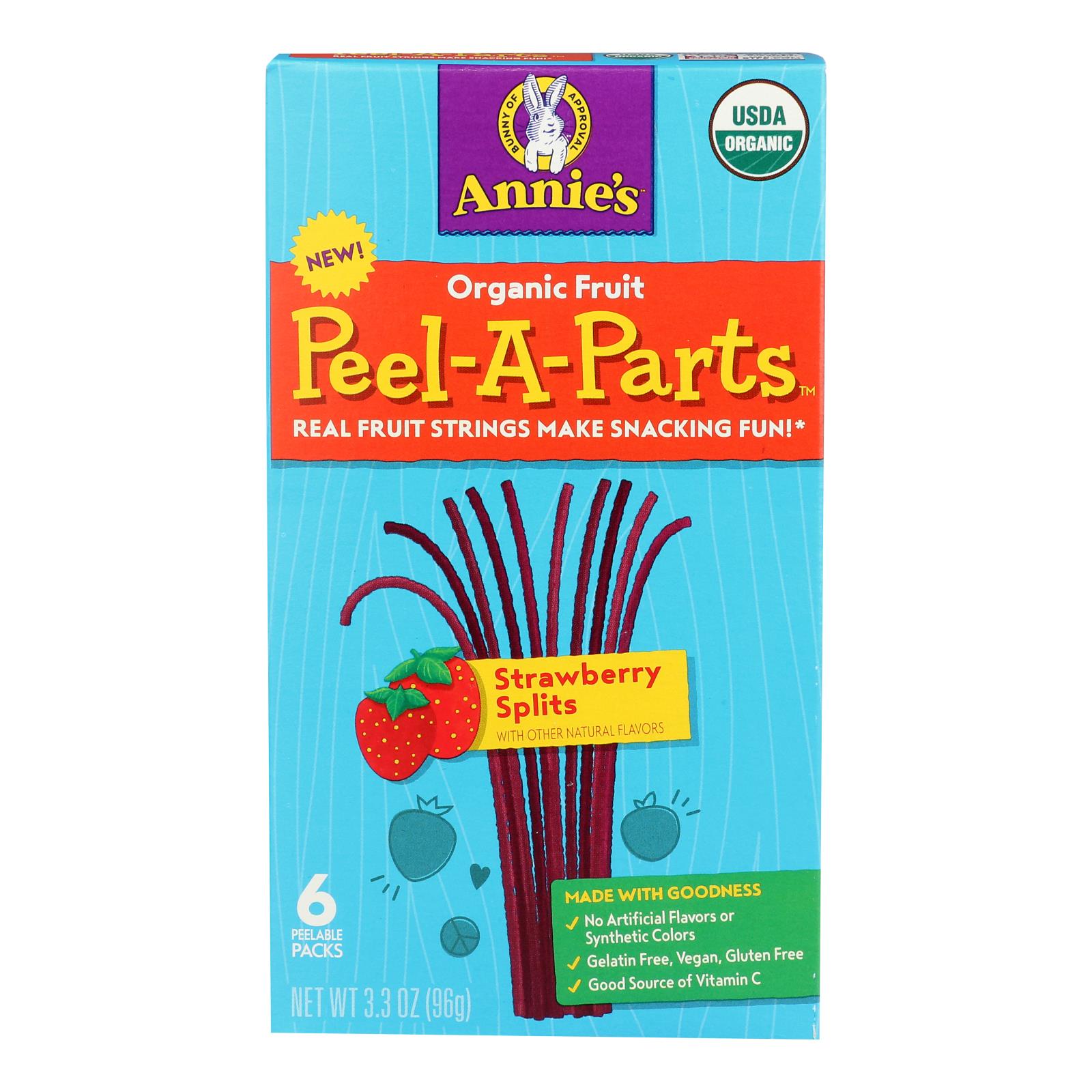 Annie's HOMEGROWN: Organic Peel A Parts Strawberry Splits Fruit Snack, 3.3 Oz