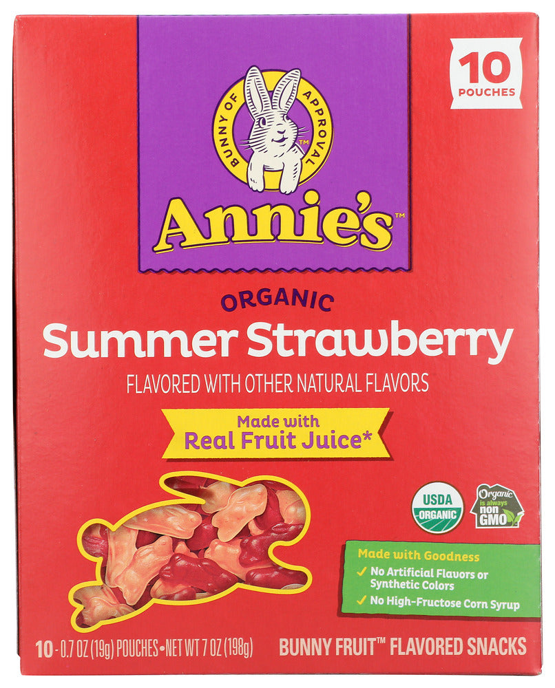 Annie's Fruit Flavored Snacks, Organic, Summer Strawberry, Bunny