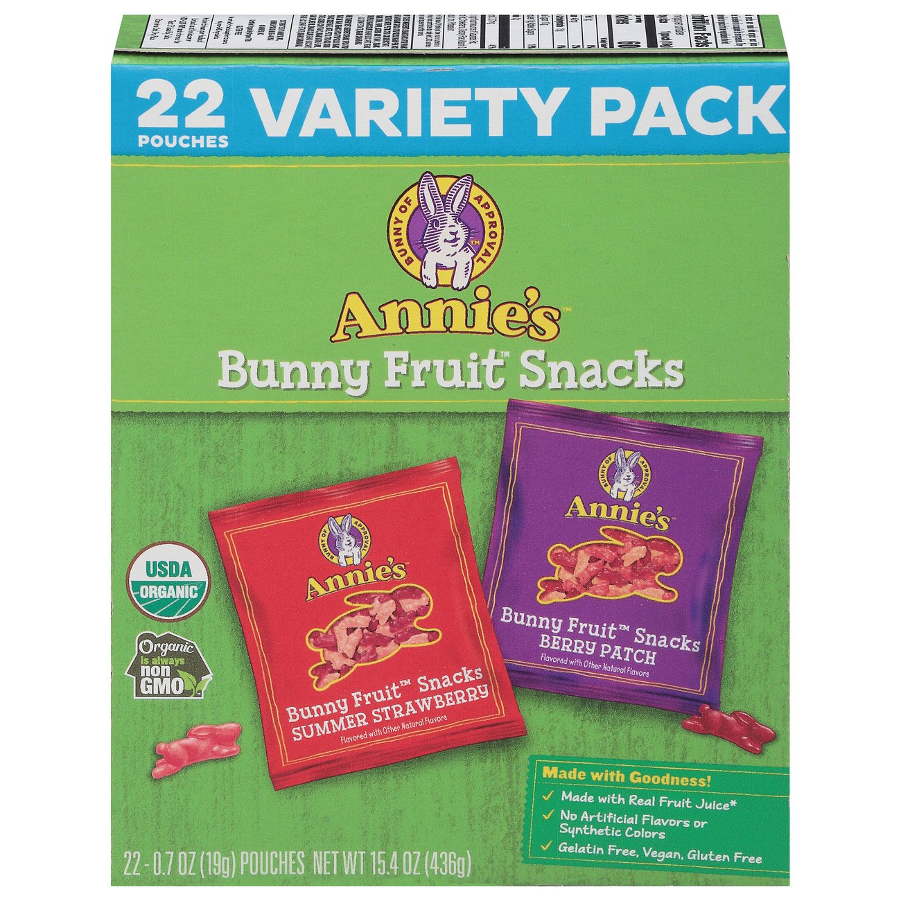 Annie's Bunny Fruit Snacks, Summer Strawberry, Berry Patch, Variety Pack