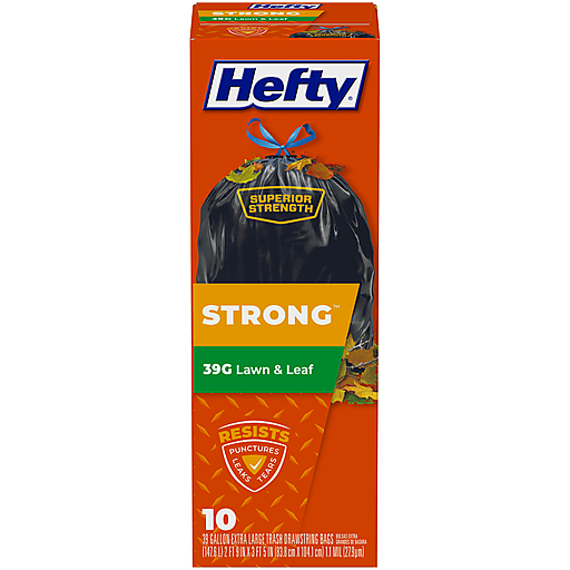 Hefty Trash Bags, Drawstring, Strong, Extra Large, 39 Gallon