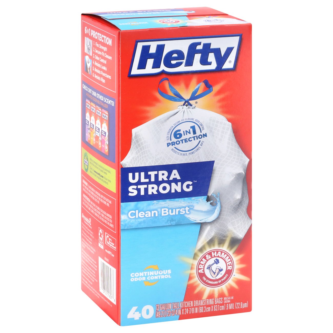 Hefty Ultra Strong Clean Burst 13 Gallon Tall Kitchen Drawstring Trash Bags