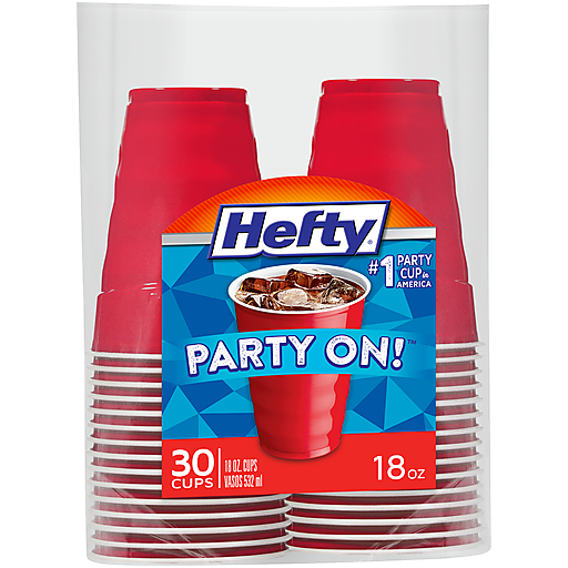 Hefty Party On! 18 Oz. Red Cups 30 Ct Bag