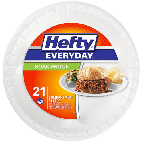 Hefty Everyday Soak Proof 10.25 In. Compartment Plates 21 Ct Bag