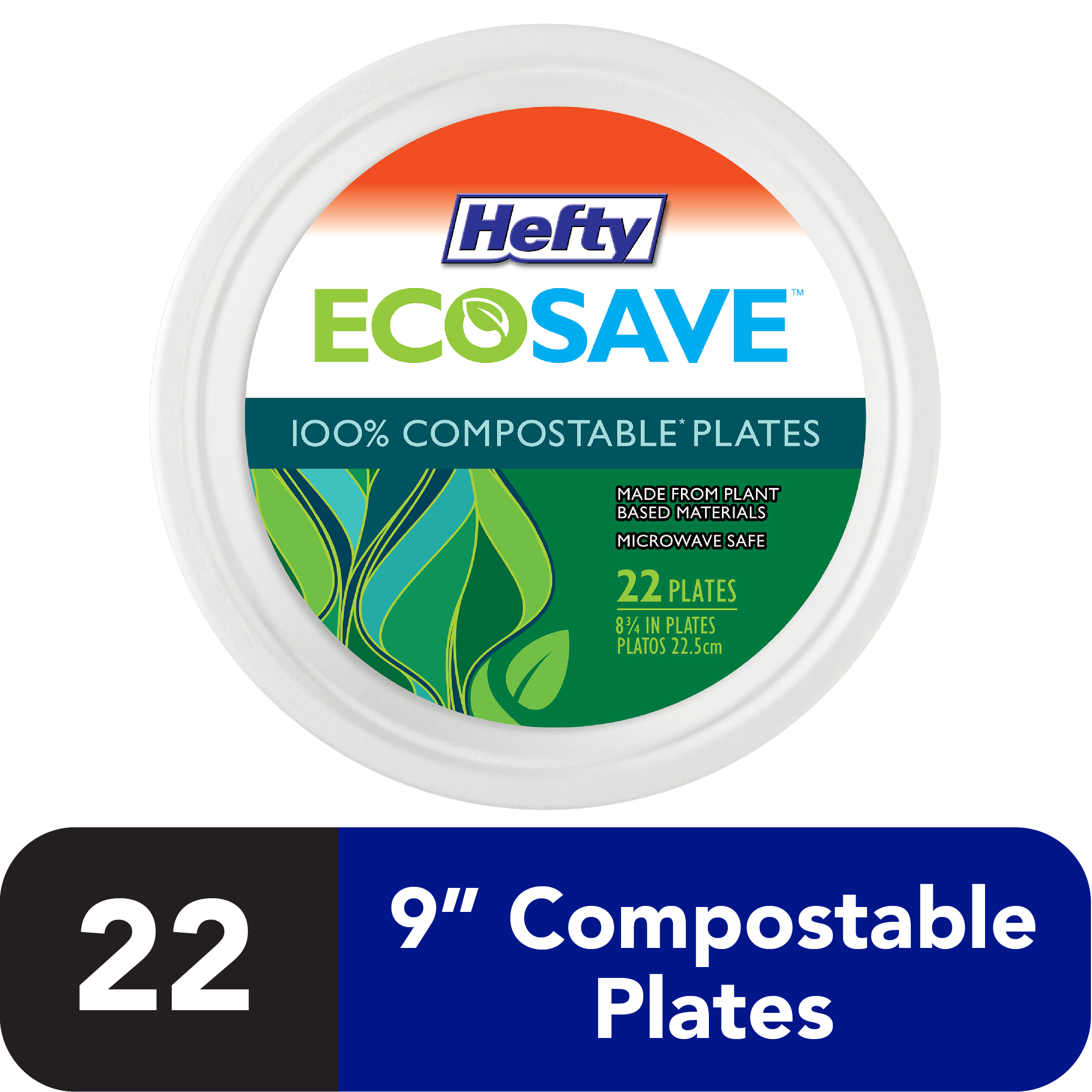 Hefty Plates, Compostable, 8.75 Inches