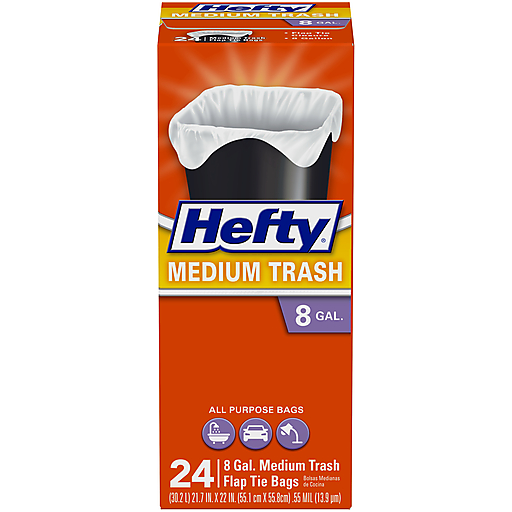 Hefty 8 Gal. Medium Trash Flap Tie Bags 24 Ct Box