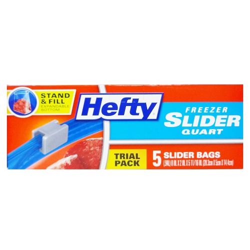 Hefty Freezer Slider Bags 5ct Quart-whole