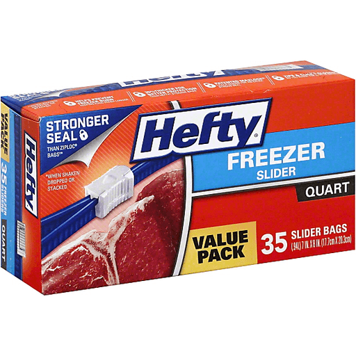 Hefty Slider Quart Size Freezer Bags Value Pack