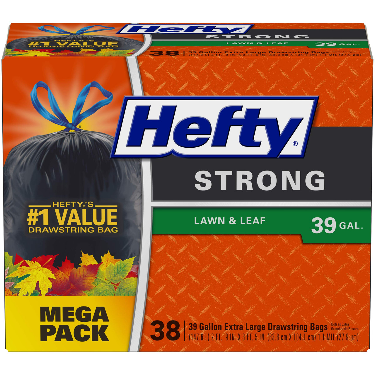 Hefty Strong Lawn & Leaf Trash Bags, 39 Gallon
