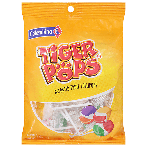 Colombina Tiger Pops Assorted Fruit Lollipops – 6-oz. Bag