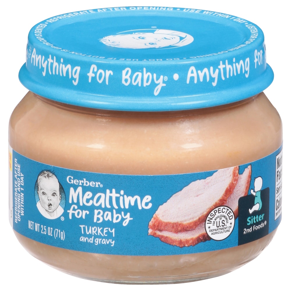 Gerber Mealtime For Baby Turkey And Gravy, Sitter 2nd Foods