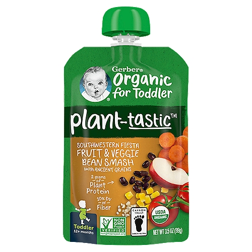 Gerber Organic For Toddler Plant-tastic Pouch - Southwestern Fiesta Fruit & Veggie Bean Smash