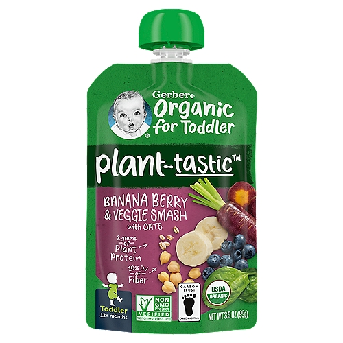 Gerber Organic For Toddler Banana Berry & Veggie Smash With Oats