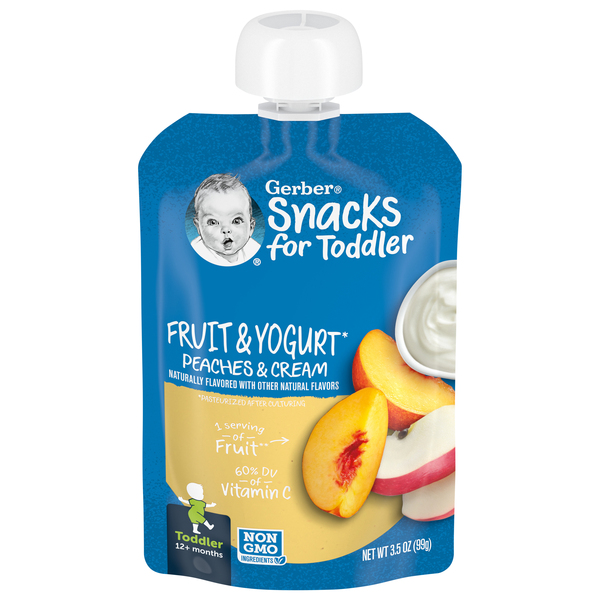 Gerber Toddler Food Fruit & Yogurt Peaches & Cream - 3.5oz