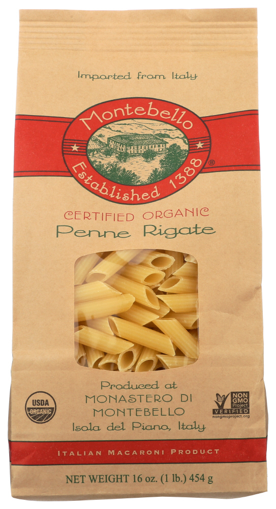 Montebello Organic Pasta - Penne Rigate - Case Of 12 - 1 Lb
