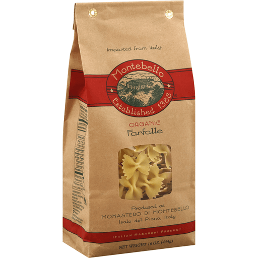 Montebello Organic Pasta - Farfalle - Case Of 12 - 1 Lb