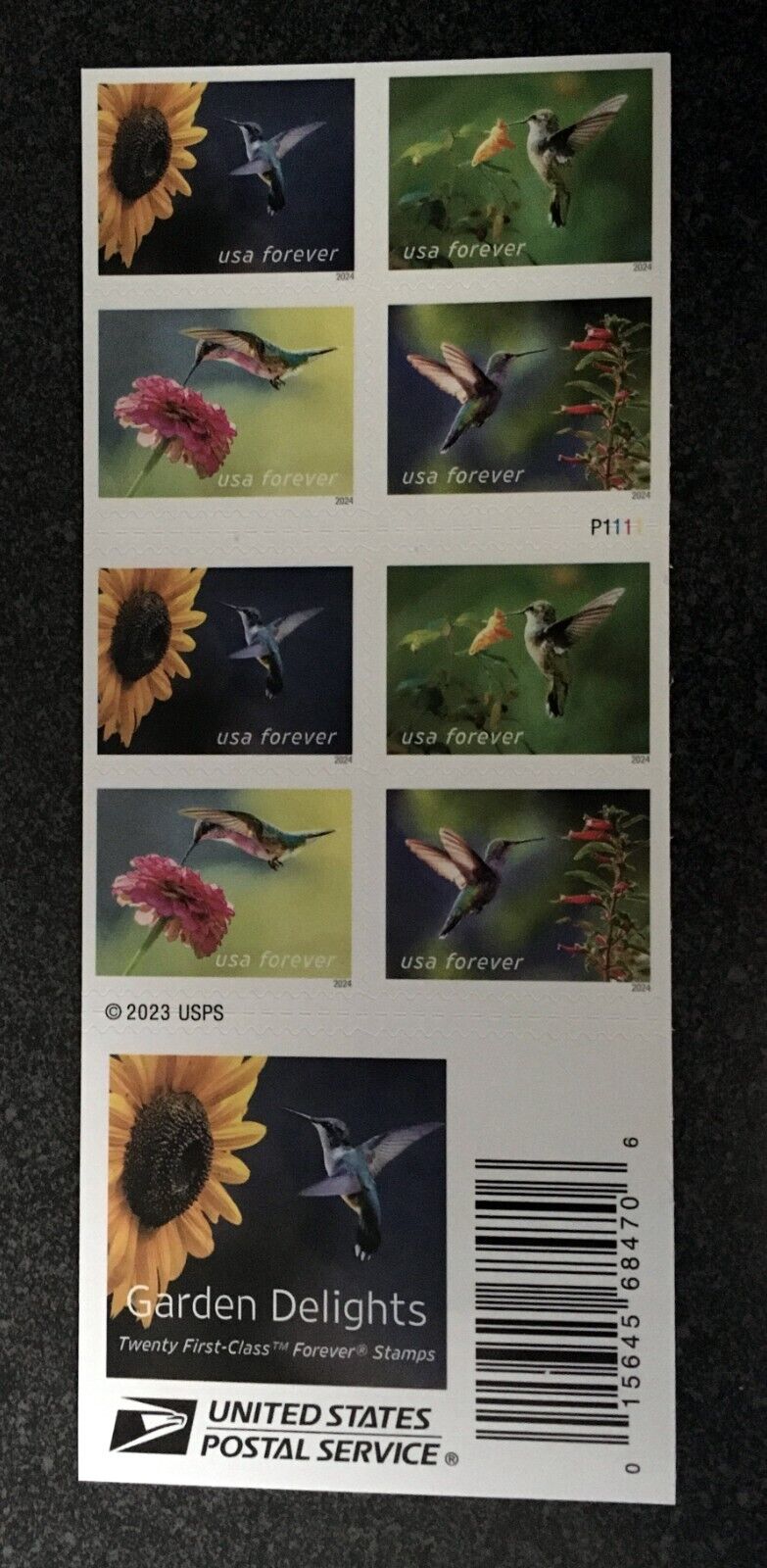 2024USA Forever Garden Delights - Booklet Of 20 Mint Hummingbird Flowers
