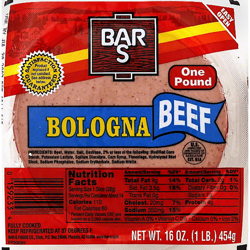 Bar S Beef Bologna 16 Oz. Pack