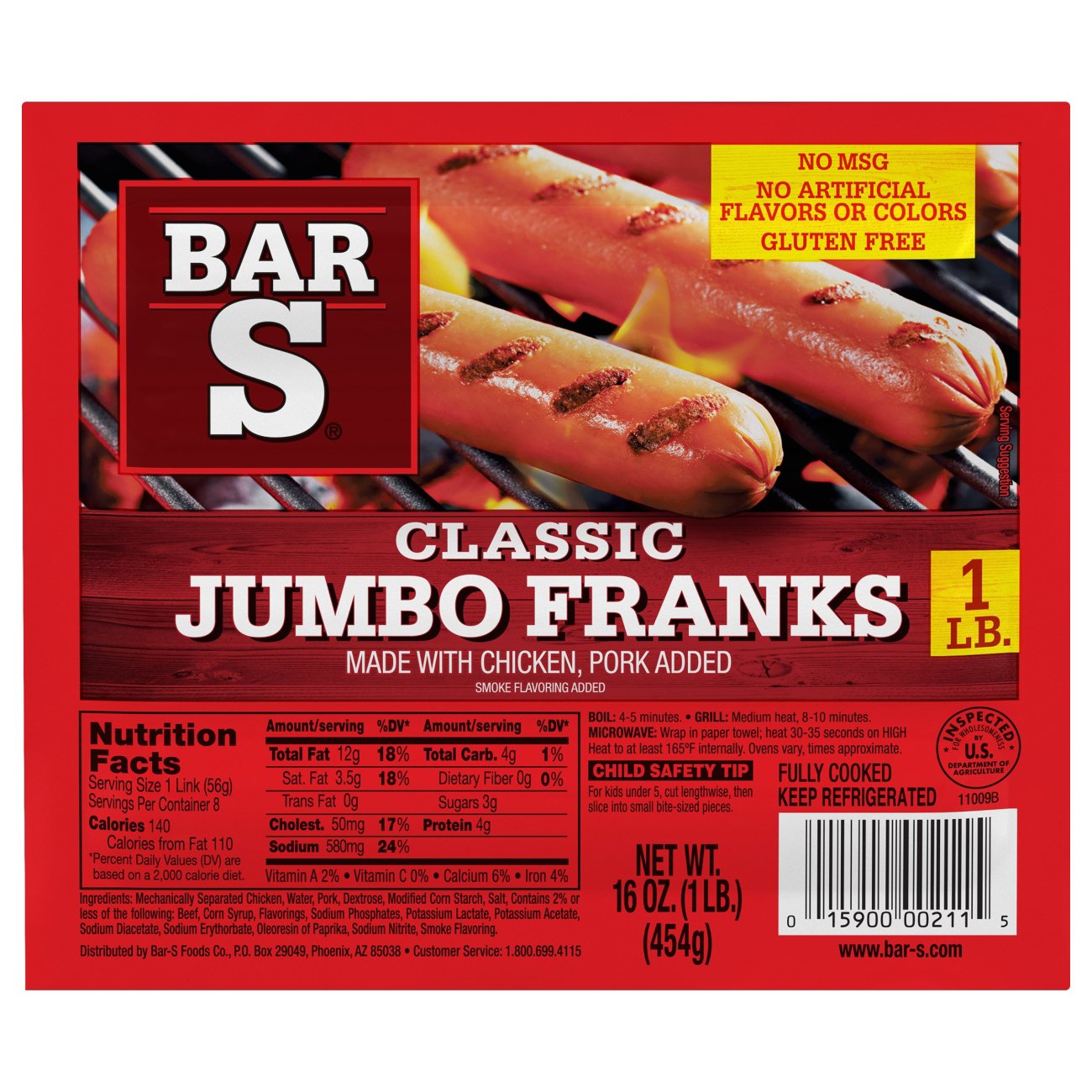 Bar S Classic Jumbo Franks Hot Dogs