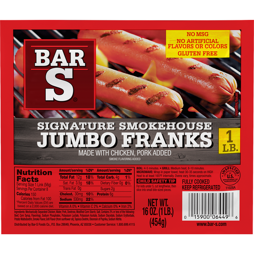 Bar-S Foods Co. Bar-S Signature Smokehouse Jumbo Franks 1 Lb. Pack