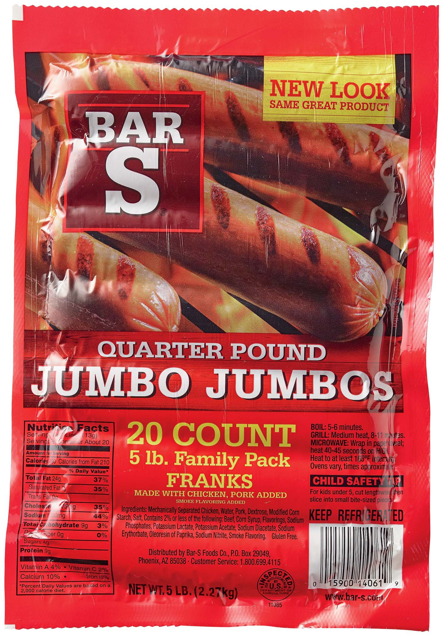 Bar S Jumbo Jumbos, Classic, Five Pound Family Pack Franks - 5 Lb