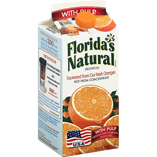 Florida's Natural 100% Juice, Premium, Orange, Some Pulp 59 Fl Oz