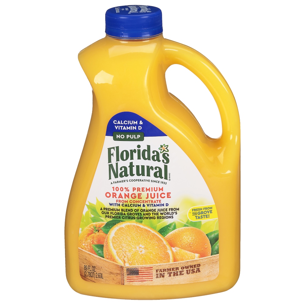 Florida's Natural Orange Juice, 100% Premium, Calcium & Vitamin D, No Pulp 89 Fl Oz
