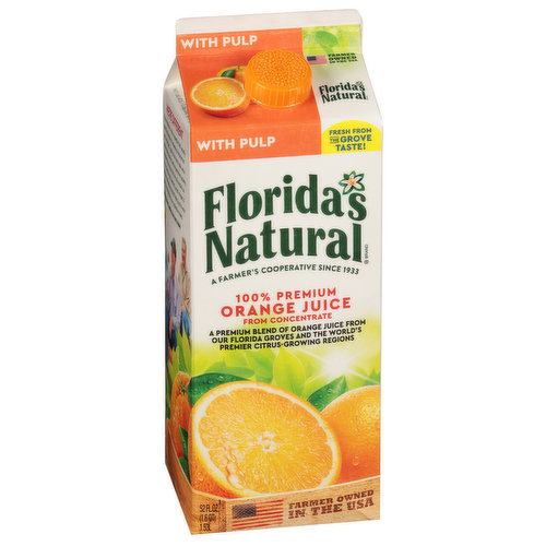 Florida's Natural Orange Juice, 100% Premium, Some Pulp 52 Fl Oz