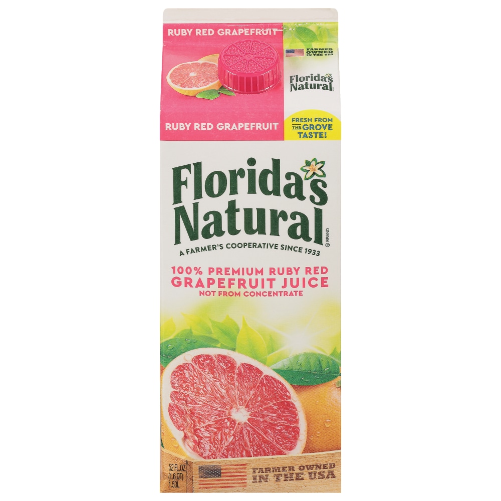 Florida's Natural 100% Juice, Ruby Red Grapefruit, Premium 52 Fl Oz