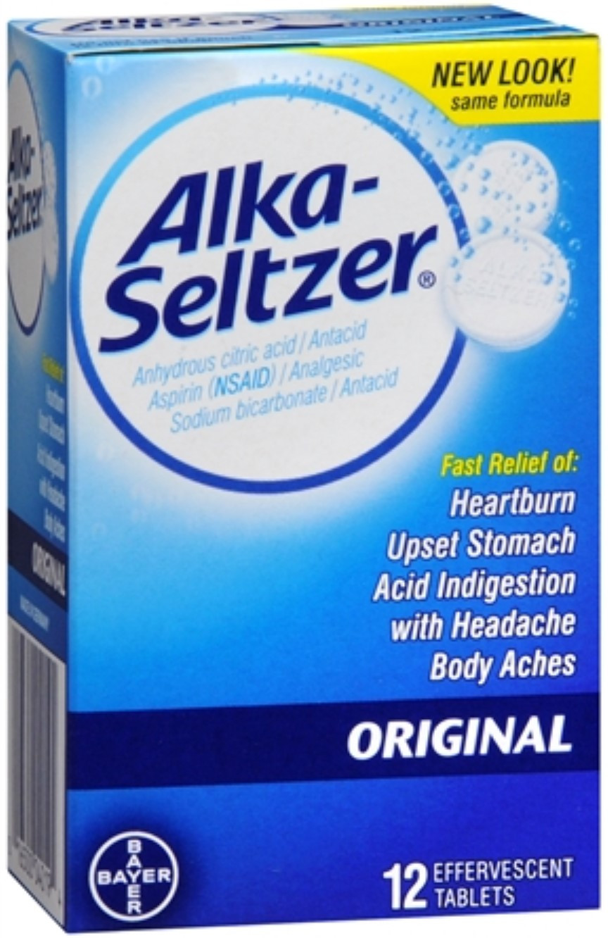 Alka-Seltzer Effervescent Tablets Original Antacid/Analgesic 12 Ea Box