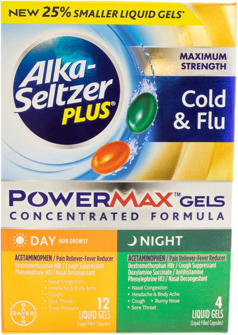 Alka-Seltzer Plus Alka-Seltzer Liquid Gels Day/Night Maximum Strength Cold & Flu 16 Ea Box
