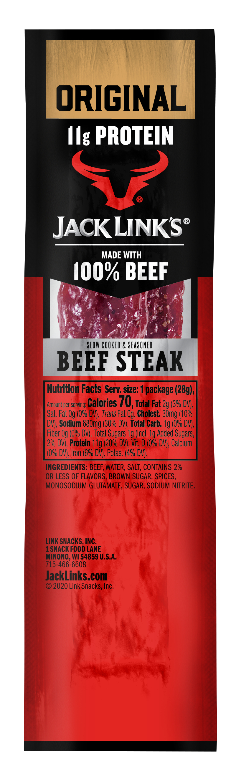 Jack Link's 02027 Beef Steak Stick, Original Flavor, 1 Oz Bag