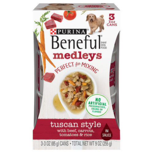 Beneful Purina Wet Dog Food, Medleys Tuscan Style With Beef In Sauce