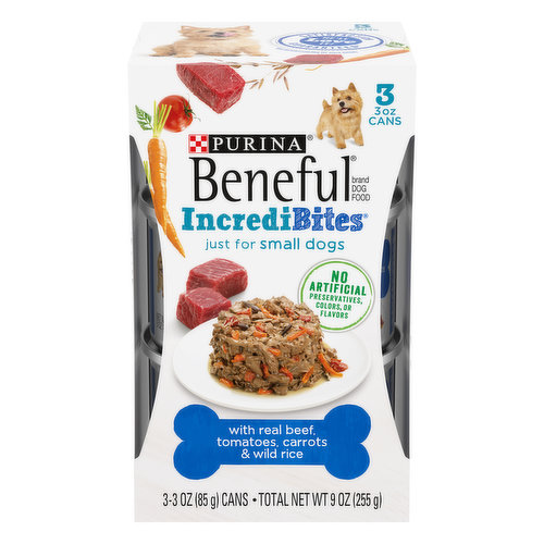 Beneful Purina Small Breed Wet Dog Food, IncrediBites With Real Beef - 3 Oz. Cans