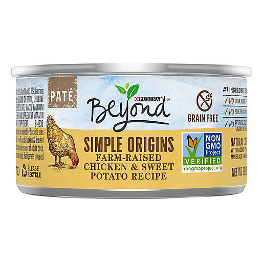 Beyond Purina Grain Free, Natural Pate Wet Cat Food, Simple Origins Chicken & Sweet Potato Recipe - (12) 3 Oz. Cans