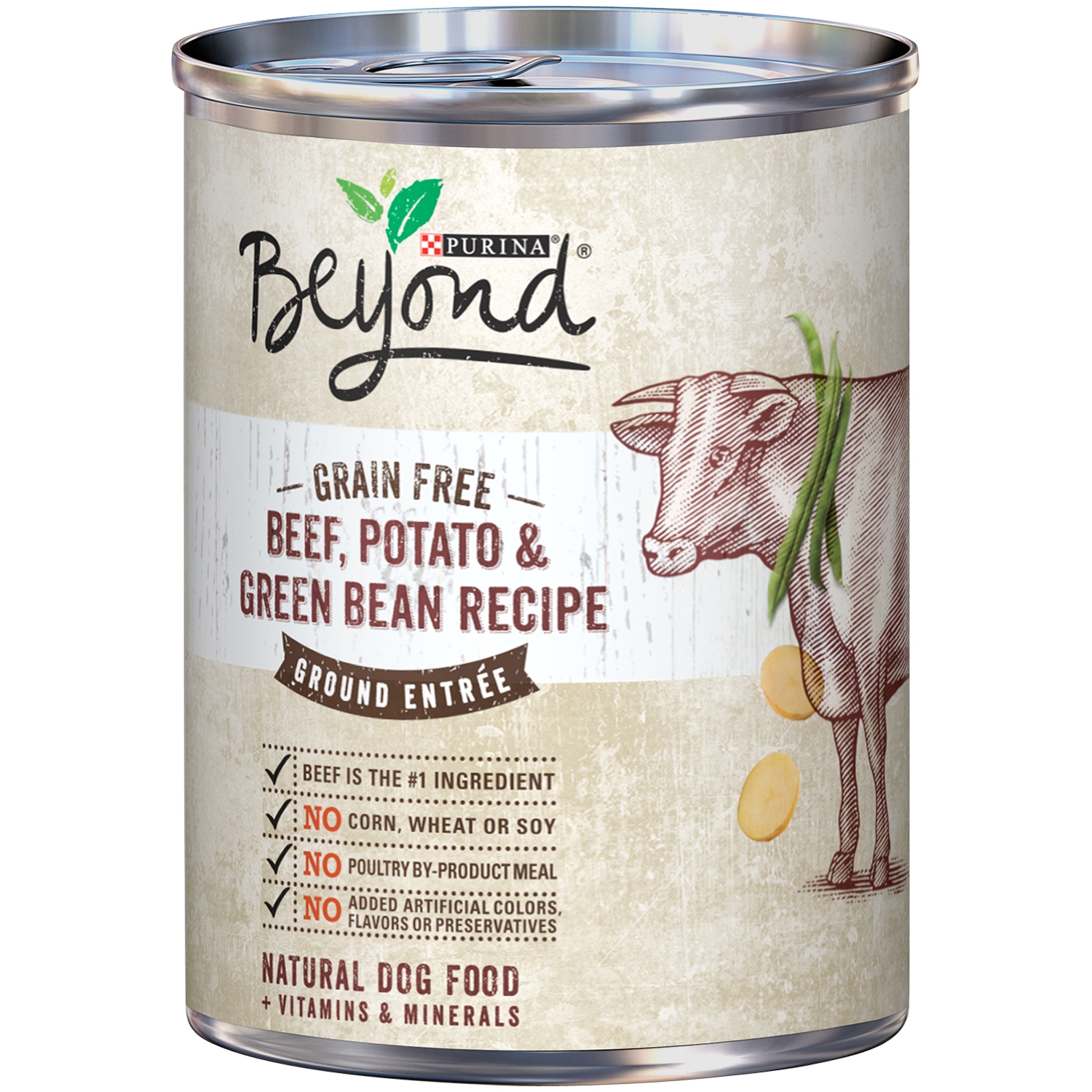 Beyond Purina Natural Wet Dog Food Pate, Grain Free Beef, Potato & Green Bean Recipe Ground Entree - 13 Oz. Can