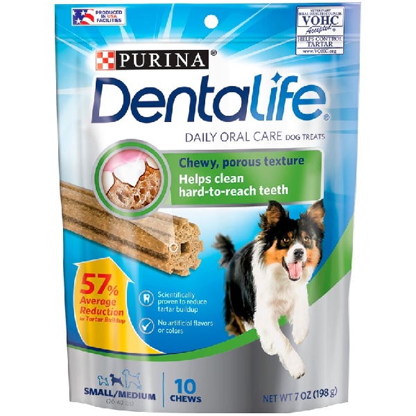 Dentalife Purina Made In USA Facilities Small/Medium Dog Dental Chews, Daily - 10 Ct. Pouch