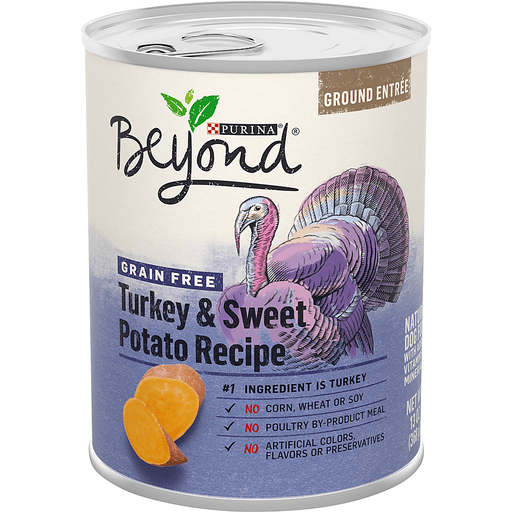 Beyond Purina Natural Wet Dog Food Pate, Grain Free Turkey & Sweet Potato Recipe Ground Entree 13 Oz. Can