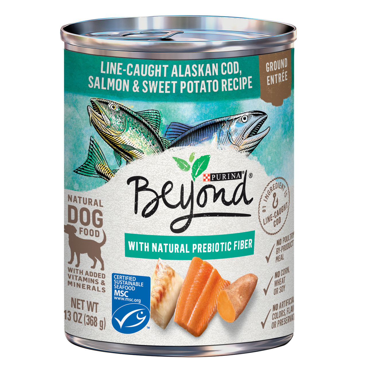 Beyond Purina Natural Wet Dog Food Pate, Grain Free Alaskan Cod, Salmon & Sweet Potato Recipe - 13 Oz. Can