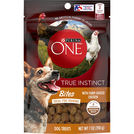 ONE Purina Made In USA Facilities Dog Training Treats, True Instinct Bites With Farm-Raised Chicken